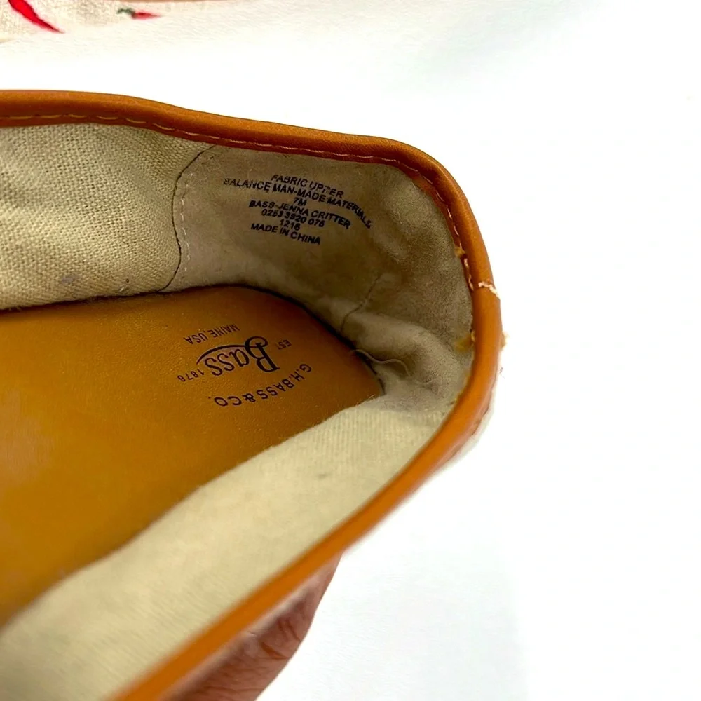 G.H. Bass & Co. Chili Pepper Embroidered Canvas Espadrille, Size 7‎ Women